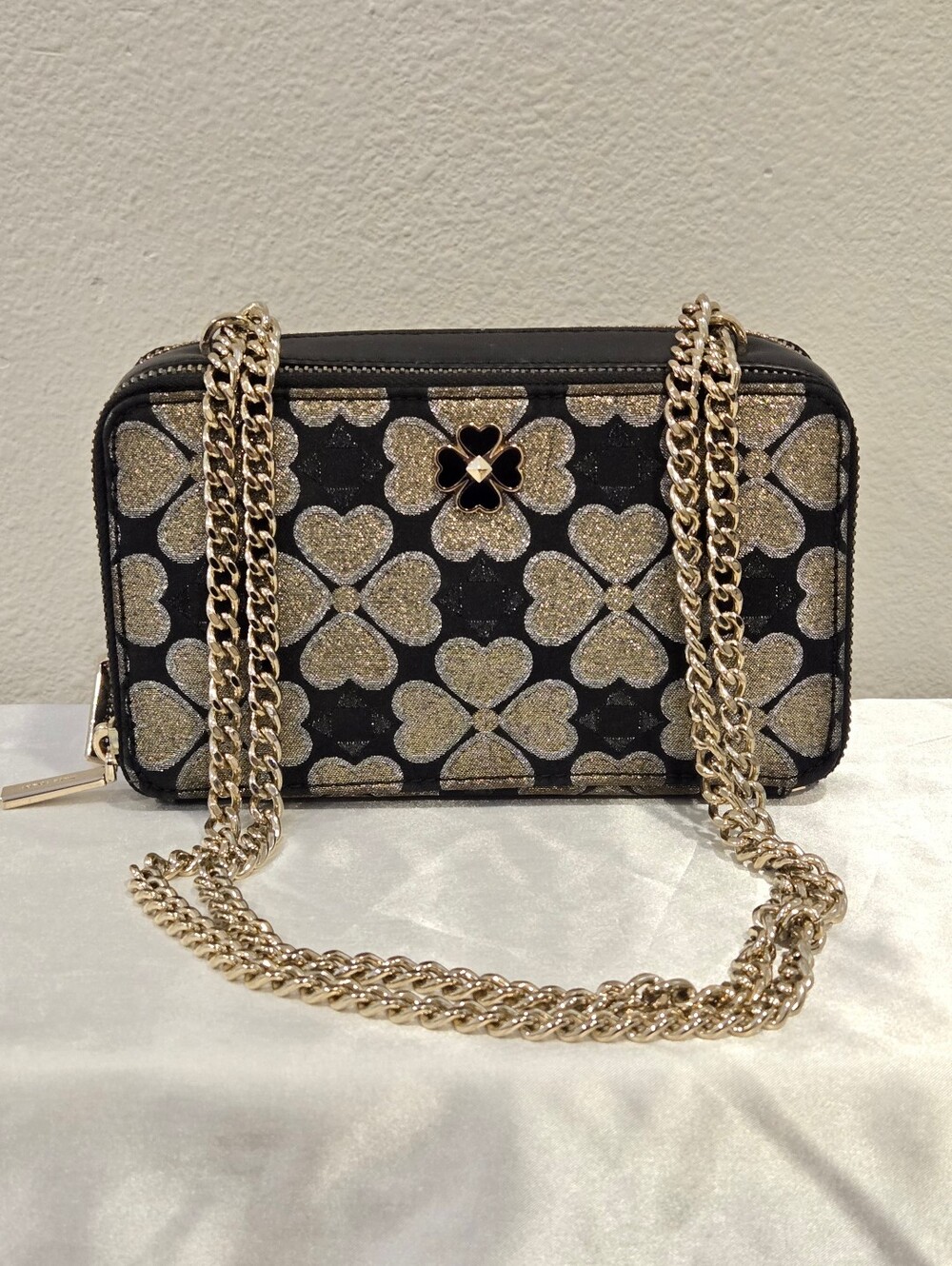 Kate Spade Odette Jacquard Double Zip Chain Crossbody Purse